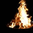 Pixelated flame animation with orange-yellow fire against black background, accompanied by pixelated text reading "im melting in your eyes like my first time that I caught fire".
