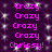 Pixelated text repeats across a dark background with scattered light spots, forming two vertical of pink and white characters