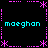 Pixel art with cyan text and pink decorative elements on black background, arranged in four quadrants