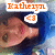 Pixelated image of a person with brown hair and blue background, featuring orange text 'Batheym' and a heart symbol in speech bubbles.