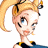A 48x48 pixel animated buddy icon featuring a cartoon character with blonde hair in a high ponytail and green text reading "Original Icons .com" on a dark green background.