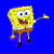 Yellow sponge character with brown shorts and red tie in multiple poses against blue, white, and gray backgrounds.