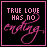 A contact sheet of 13 animated frames showing a black square icon with pink text "TRUE LOVE HAS NO ENDING" in varying opacity and style across the sequence.