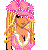 Pixelated cartoon character with pink headpiece and dark pants, shown in multiple frames including full-body and partial views with text "Sexy" below.