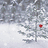 Pixelated winter scene with snow-covered trees and a red cross, paired with blue background text reading 'Keep me warm' and 'warm <3'.