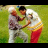 A contact sheet of five animated frames showing a pixelated image of two people wrestling on grass with repeated text "The Price Is Wrong Happy!" in yellow and red.