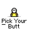 Animated contact sheet of a pixel art buddy icon with repeated text and sequential animation frames showing character expression changes.