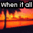 Pixelated animation with fiery orange and red background, text overlays changing across frames showing lyrics and a character image.