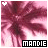 Pixelated pink and maroon floral design with white heart in top-left corner, featuring 'MANDIE' text on black background in left frame and pink background in right frame.