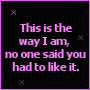 Four display identical purple text on black backgrounds with varying small X symbols at corners