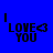 Four identical pixelated text-based icons arranged in a , each displaying 'I LOVE YOU' with a heart symbol replacing the 'O' in LOVE on blue backgrounds