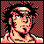 Pixelated 50x50 static icon of a character with light skin, dark hair, and sunglasses against a black background with red checkered border.