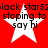 Red background with four white stars arranged in a , each star containing black text reading "black star52 stopping to say hi"