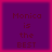 Four identical purple squares with pink borders display the text "Monica is the BEST" in pixelated red font.