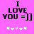 Pink background with black text "I LOVE YOU =]]" and white/pink pixelated hearts below, two identical frames side-by-side.