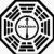 Six octagonal icons with black-and-white trigram patterns, each containing a central symbol: cross, yin-yang, flame, empty circle, red cross, and spiral.