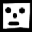 six distinct pixelated icons with varying shapes and colors, including a white square face on black background, red circular eyes and mouth on gray, and stylized letters