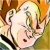 Pixelated close-up of a character with light hair and closed eyes, wearing dark clothing against warm-toned background.