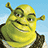 Pixelated Shrek character on left, blue background with white pixel text reading 'i love shrek 1 2 3' and 'do you like it if you don't you will be a lion and people don't like them so THERE'''''.