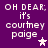 Purple background with white pixelated text reading 'OH DEAR; it's courtney paige' and a small star symbol, displayed in four identical