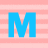 six colored letter spelling MILE, with a separate showing three zigzag lines in green, blue, and pink on white