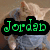 A pixelated image of a light brown cat with blue eyes wearing a blue shirt, overlaid with four distinct text blocks in green, blue, pink, and cyan.