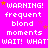 A bright pink background displays repeated white text reading 'WARNING! frequent blond moments WAIT! WHAT' with scattered orange and purple stars.