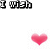 Pixelated text and pink hearts on a white background with a gray rectangle in the bottom right.
