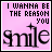 A 5x5 contact sheet of animated frames showing a pink background with black text "I WANNA BE THE REASON YOU smile" and small white stars appearing in different positions across the frames.