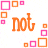 A static image with orange and pink text phrases arranged in a pattern, surrounded by alternating square borders on a white background
