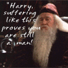 six showing characters from Harry Potter with overlaid text, plus a seventh with a glowing blue object