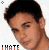 pixelated character portraits with changing text labels and small orange dots, each portrait showing a person with short dark hair against a white background