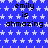 Blue background with white stars and repeated black text reading "emily is ahmazing" in a pattern