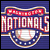 Pixelated graphic with red banner, white text reading 'NATIONALS', and blue-and-white circular emblem on dark blue background.