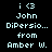 Pixelated text displays 'i <3 John DiPersio... from Amber W.' with light blue highlights on black background, showing animation changes in highlighted sections.