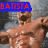 A muscular man in a dynamic pose with text overlays changing across four