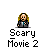 Animated contact sheet of a pixel art character from Scary Movie 2, showing multiple frames with changing facial expressions and text overlays on a gray background.