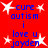 Red background with blue text reading "cure autism i love u jayden" surrounded by white star shapes.