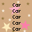 A static image with a beige background featuring scattered stars and repeated text "Car" in black pixelated font.