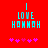 Red background with cyan text reading 'I LOVE HANNAH' and pink star-like symbols below, showing animation changes in symbol count.