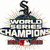 A pixelated graphic showing a baseball team celebrating, with 'World Series Champions' text and player numbers visible.