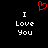 Red pixelated heart symbol above white text reading "I Love You" on black background, duplicated side-by-side.