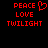 Red pixelated text and a heart symbol on black background, with two identical side-by-side layouts.