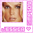 A 3x3 contact sheet of pixelated Jessica Simpson images with pink text borders and heart symbols, each frame showing a static close-up portrait against a gray background.