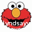 Pixelated red character face with large yellow nose, white eyes with black pupils, and open mouth showing white teeth and black interior.