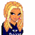 Pixelated cartoon character with blonde hair in a blue top and white skirt, next to text box reading 'single... wanna fix that?' with blue heart symbol.