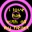 Four identical circular icons with pink concentric rings and yellow text reading 'i love him with all my heart' on black background.