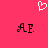 A static image with a bright pink background featuring a white pixelated heart at the top and two identical black text elements below.
