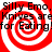 Red and white spiral pattern with black text reading "Silly Emo, Silly Emo, Knives are for Eating!" repeated across four quadrants.