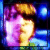 A pixelated image shows a figure with glowing yellow and orange hair against a dark background, surrounded by purple and blue light effects.
